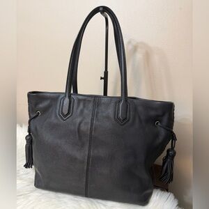 Kate Spade Black Leather Tote with Tassels